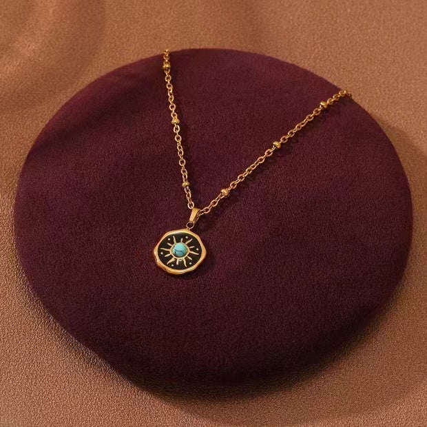 Premium Metal Round Sapphire Necklace