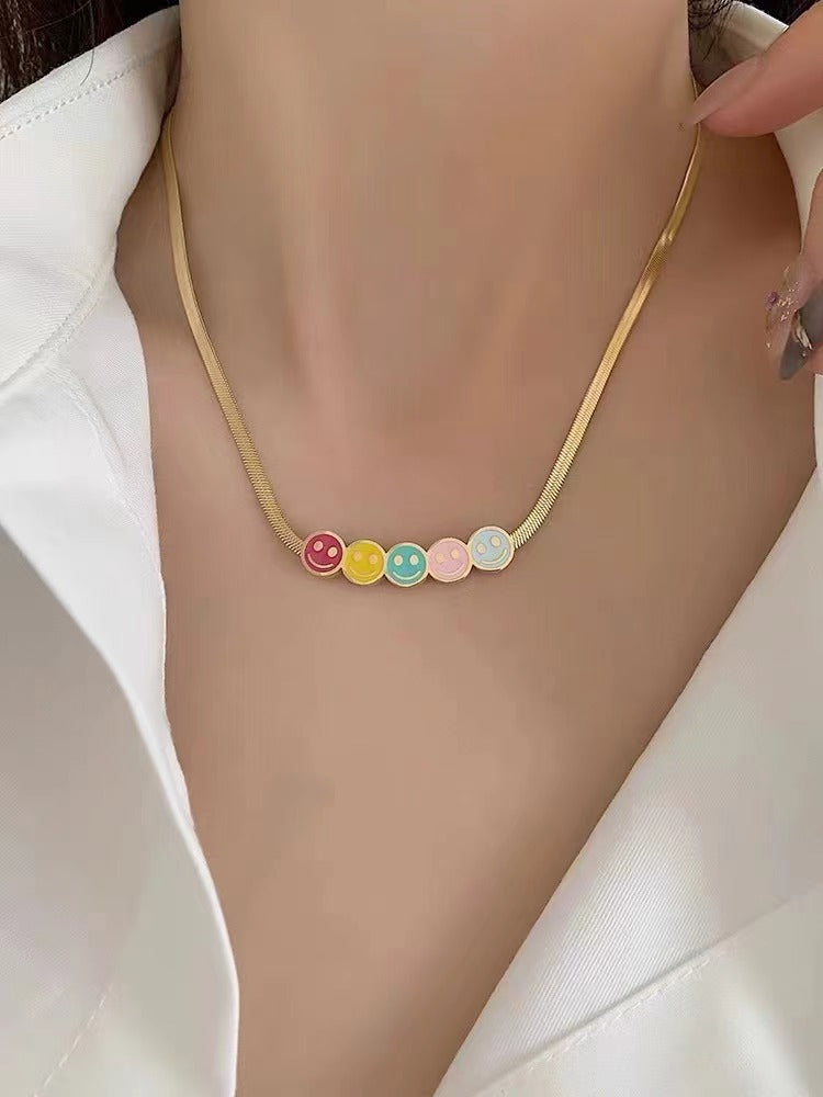 Cute Colorful Smiling Face Necklace