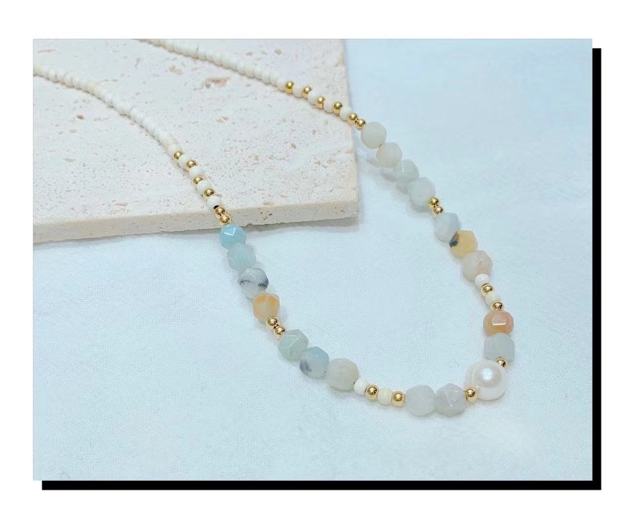 Beautiful, High-End, Light And Luxurious Colored Beads And Pearl Necklace