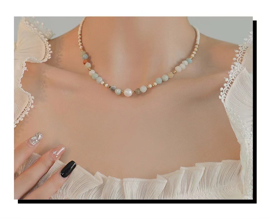 Beautiful, High-End, Light And Luxurious Colored Beads And Pearl Necklace