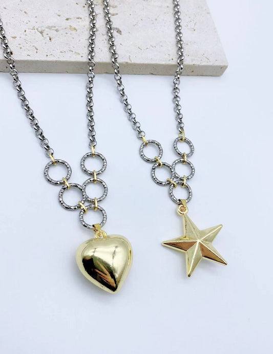 Temperament Golden Love Five-Pointed Star Necklace Niche Fashion High-End Versatile