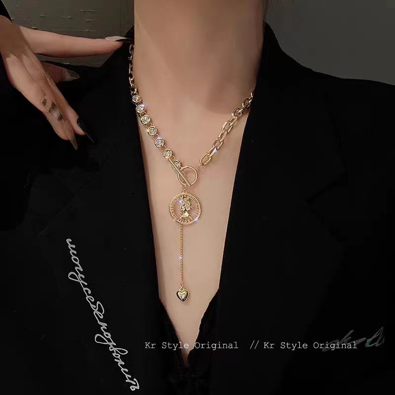 Temperament Diamond Circle Necklace Niche Fashion High-End Versatile