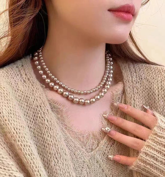 Elegant Golden Pearl Necklace, Fashionable, High-End And Versatile