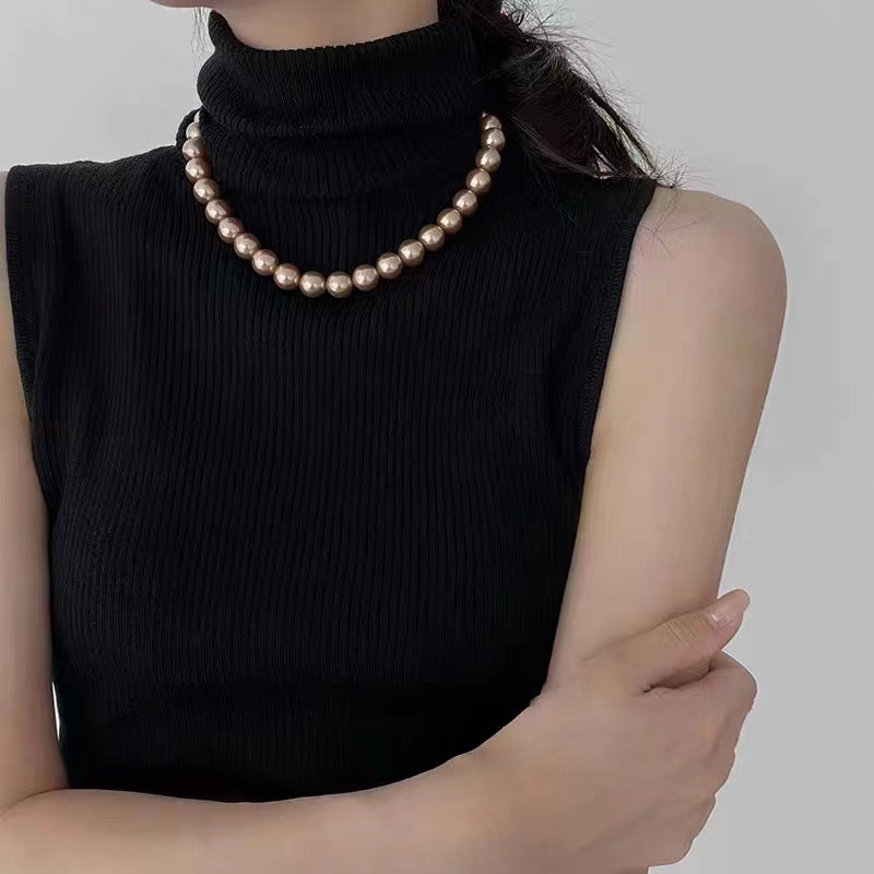 Elegant Golden Pearl Necklace, Fashionable, High-End And Versatile