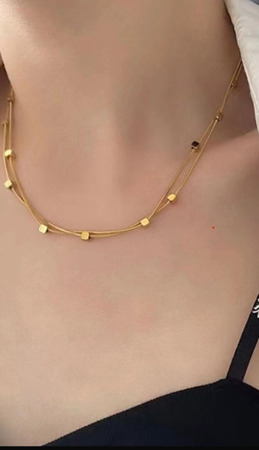 Versatile Niche Design, High-End Luxury Light Gold Square Necklace