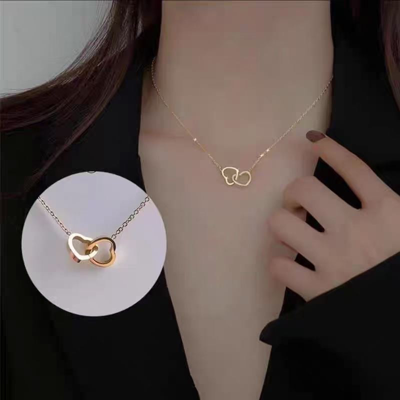 Versatile Niche Design, High-End And Light Luxury Double Love Necklace