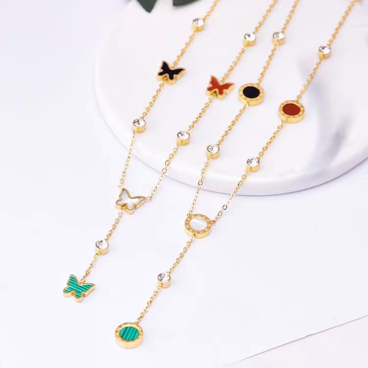 Versatile Niche Design High-End Light Luxury Colorful Pendant Butterfly Necklace