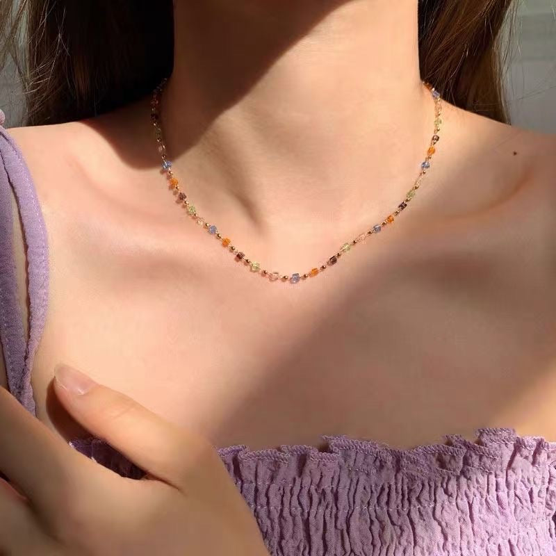 Versatile Niche Design, High-End Luxury Light Colored Diamond Necklace