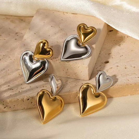 Two-tone Heart-shaped Earrings