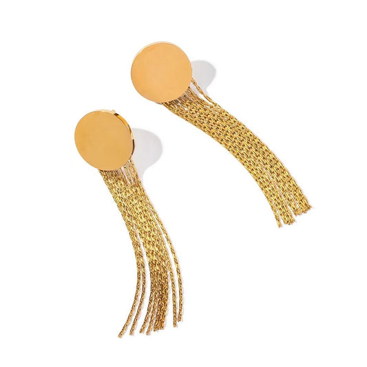 Golden Tassel Pendant Earrings