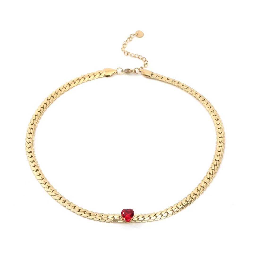 Golden And Red Gemstone Necklace