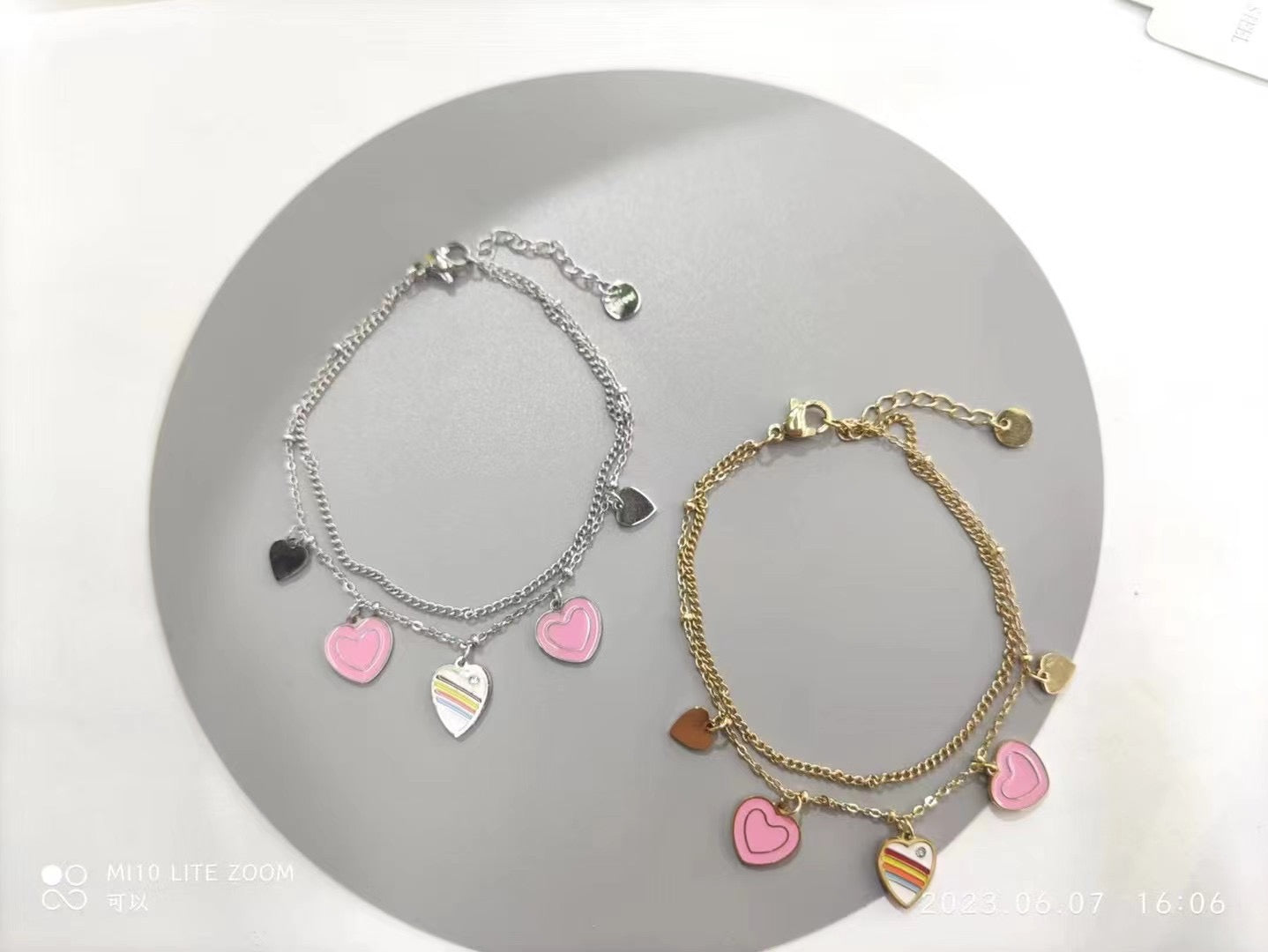 Gold And Silver Pink Love Necklaces