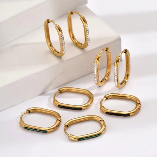 Gold Square Ring Earrings