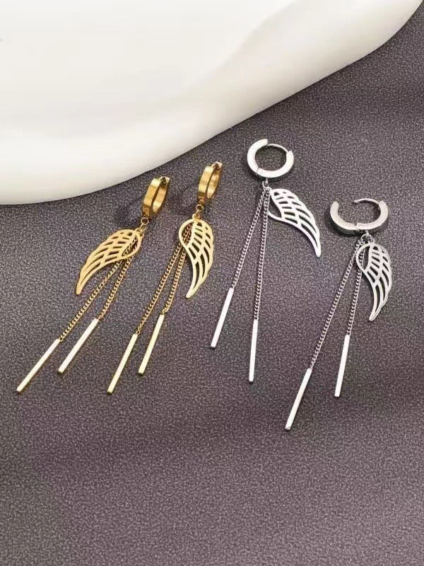 Wing Pendant Tassel Earrings