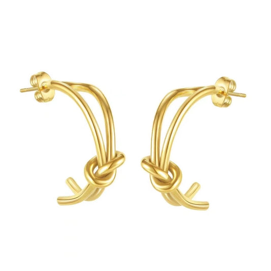 Semi-Circular French Luxury Gold Drop Earrings Lady