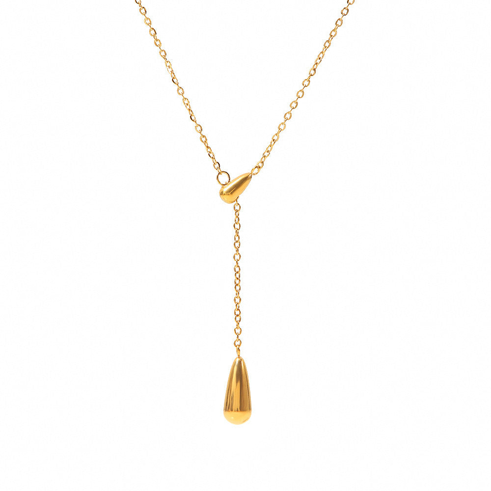 Retro European And American Gold Drop Tassel Necklace, Small And Versatile