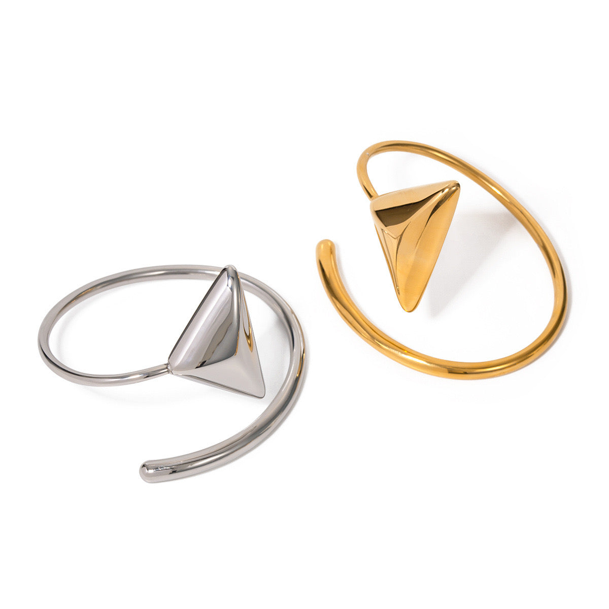 Simple And Sophisticated High-End Gold And Silver Triangle Bracelet