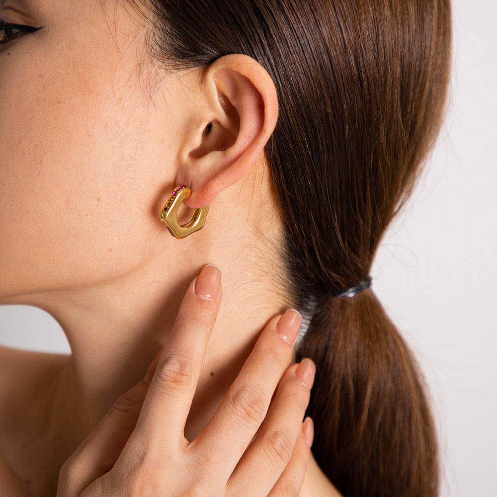 New Niche Half Wheel Gold Earrings