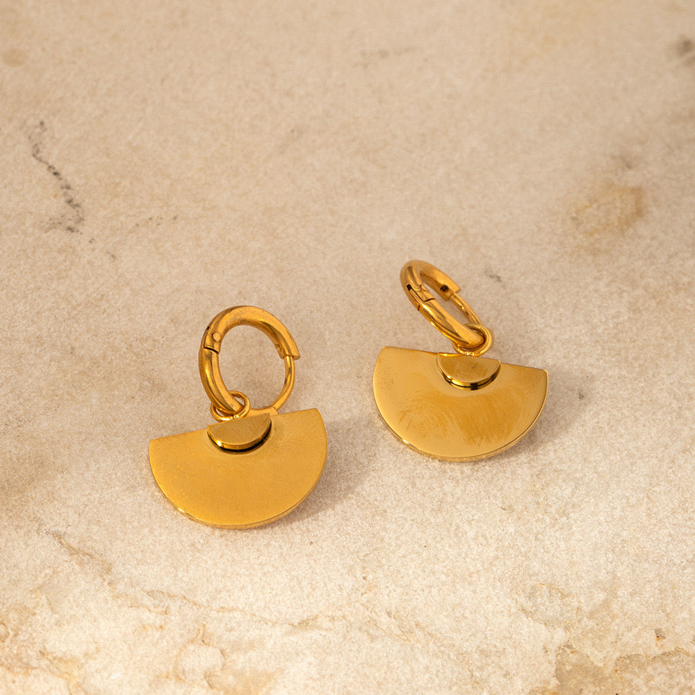 Premium Gold Silver Fan Earrings