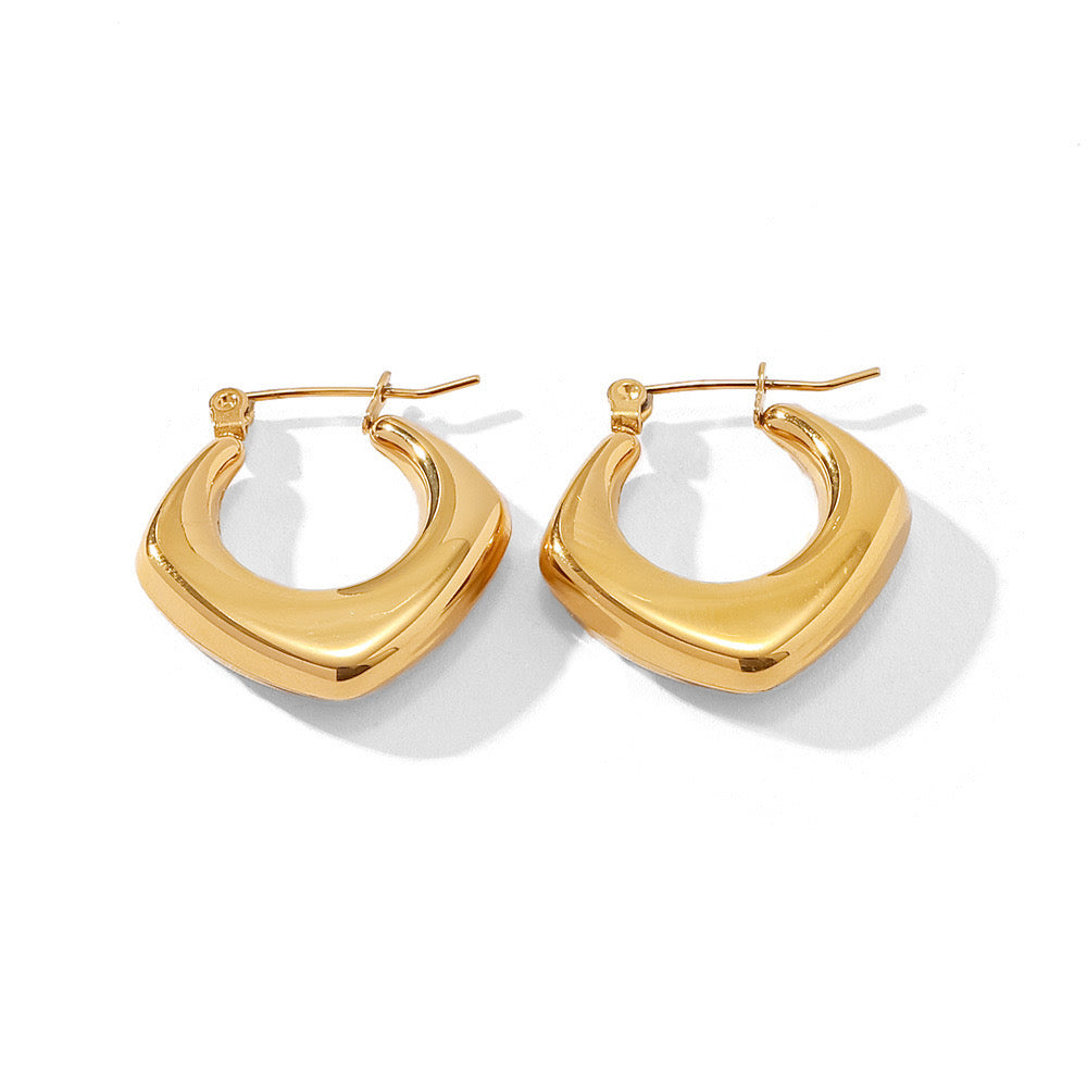 Advanced Gold Square Round Earrings