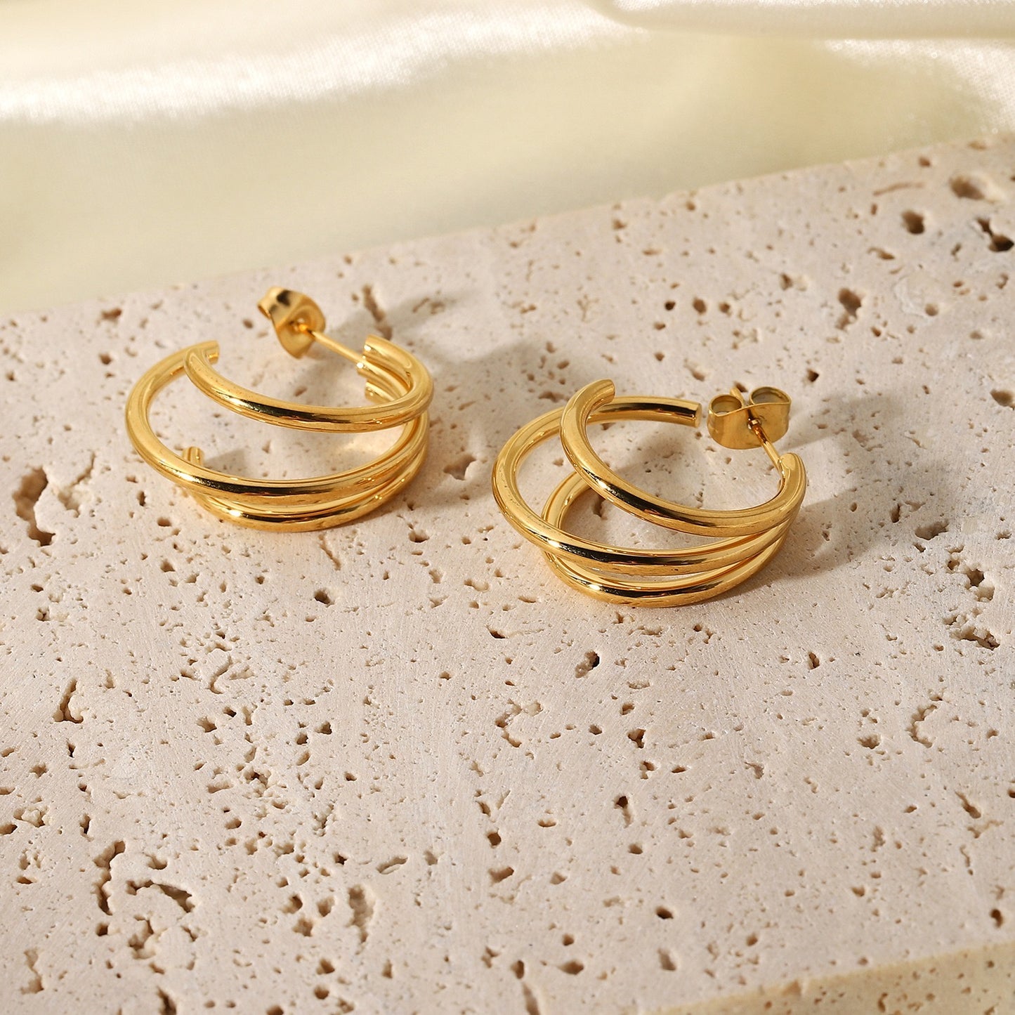 Advanced Gold Multi Ring Earrings