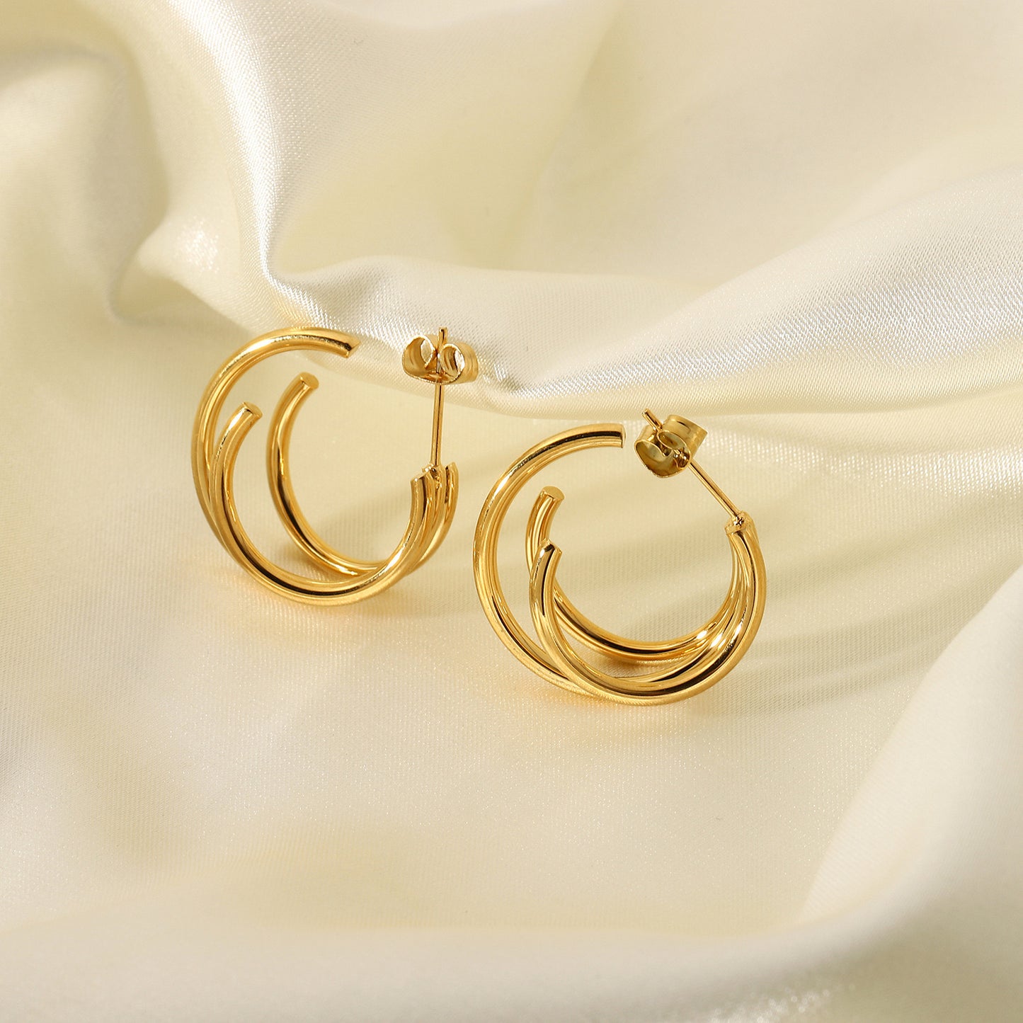 Advanced Gold Multi Ring Earrings