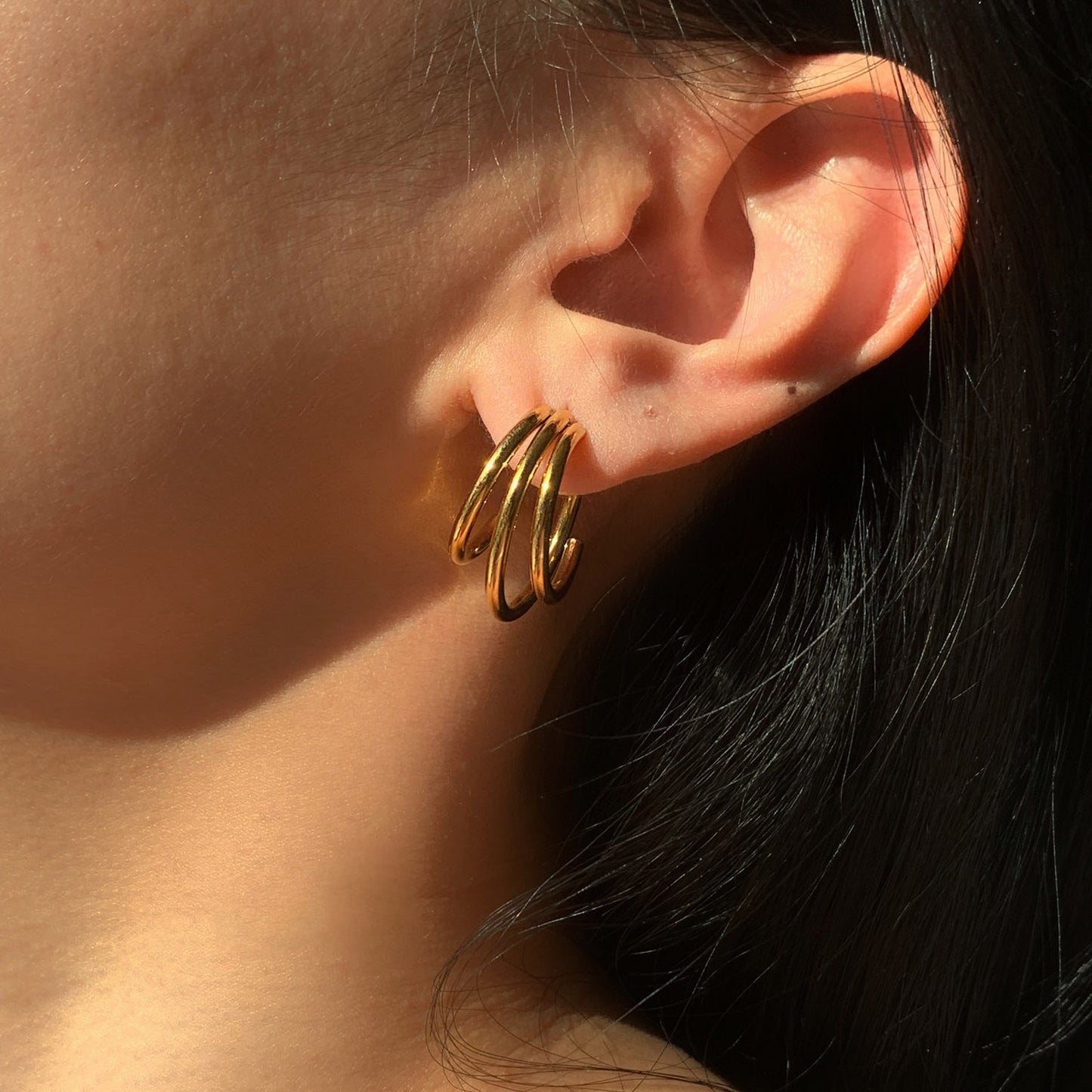 Advanced Gold Multi Ring Earrings