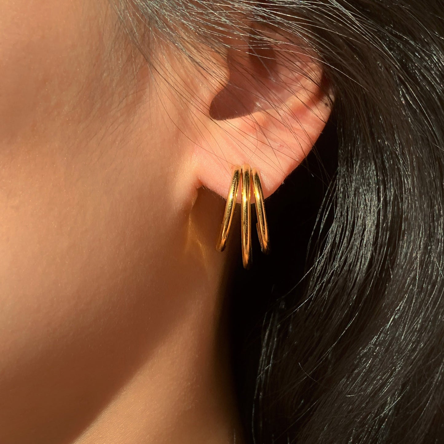 Advanced Gold Multi Ring Earrings