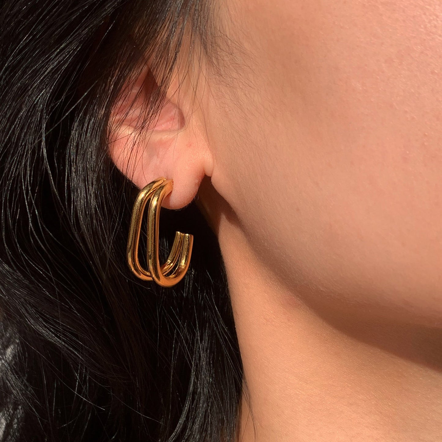 Advanced Gold Double Ring Earrings