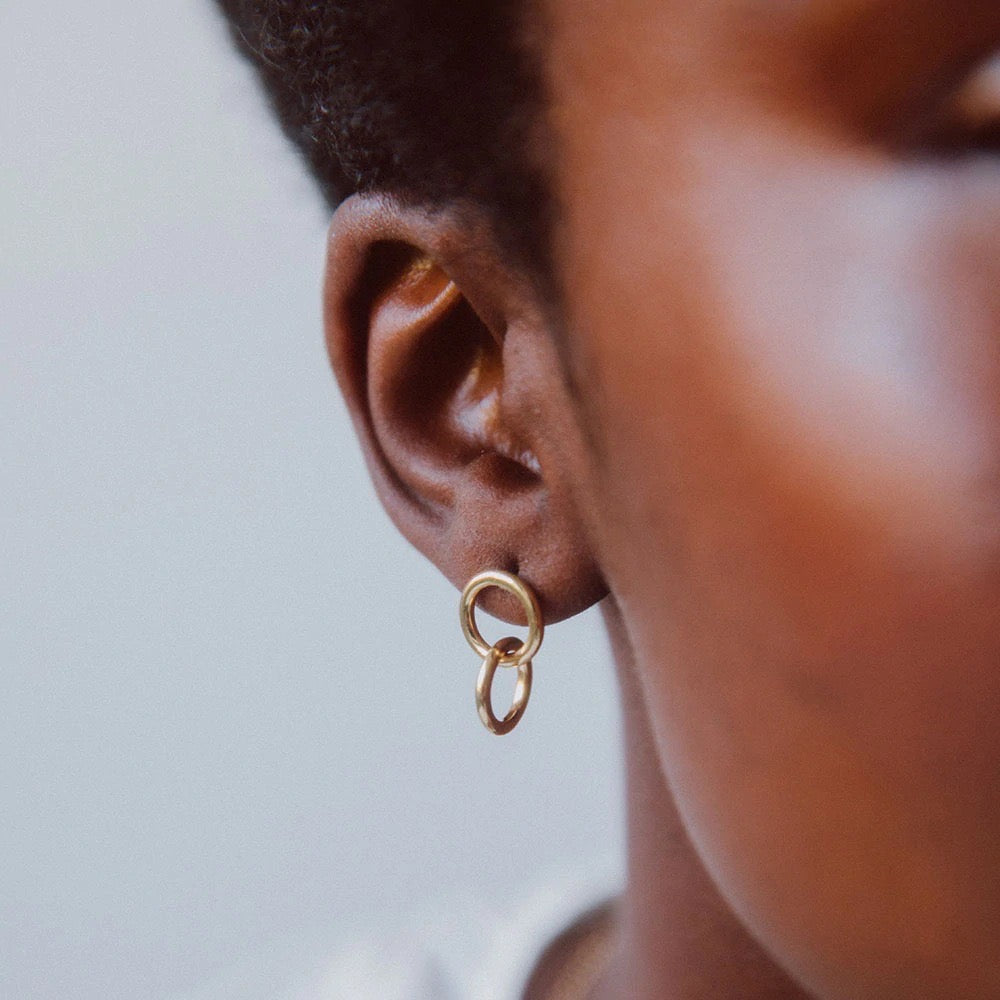 Advanced Gold Double Ring Earrings