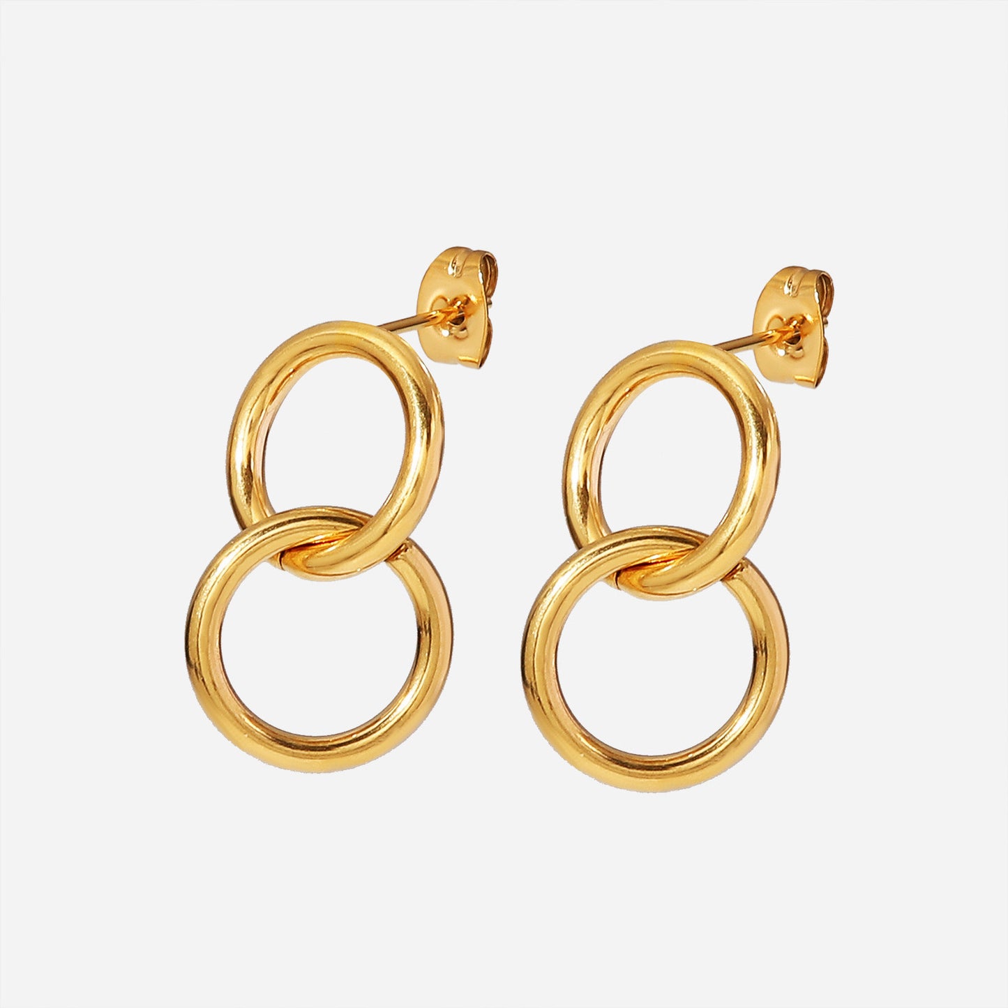 Advanced Gold Double Ring Earrings