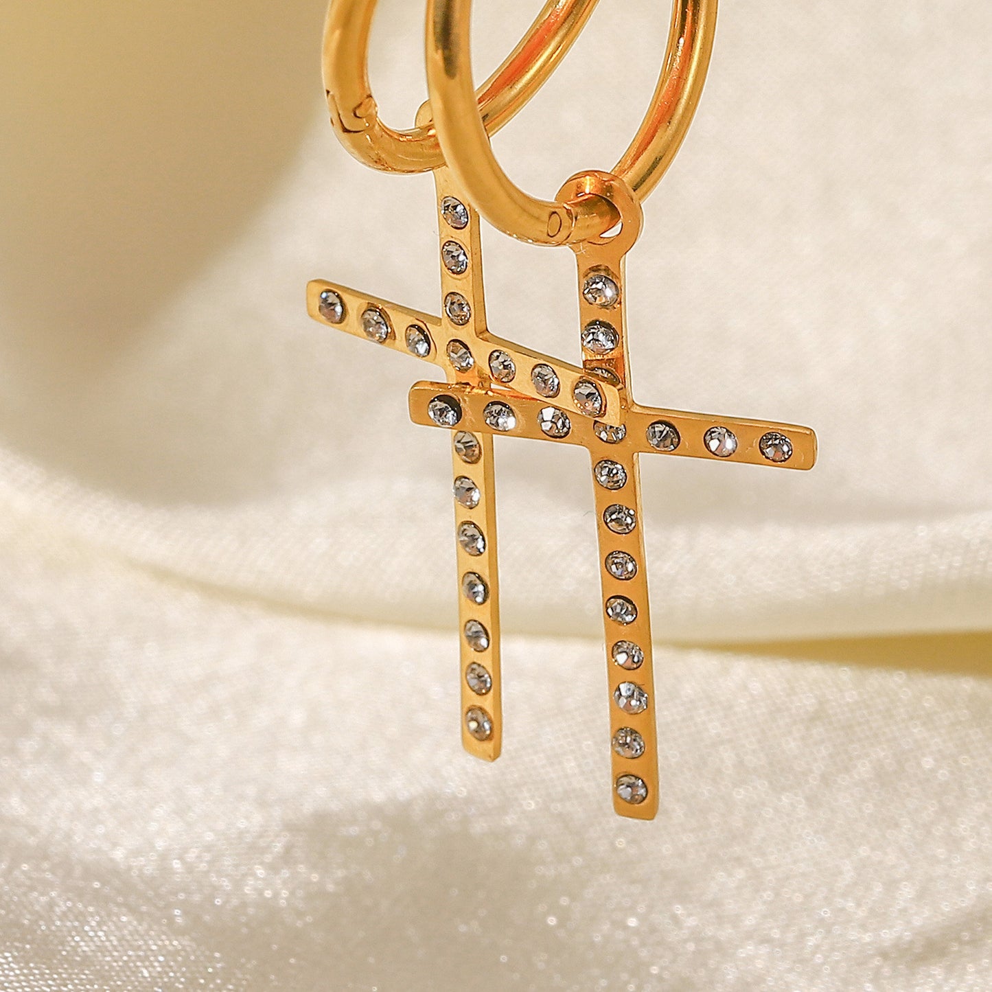 Premium Gold Small Diamond Pendant Earrings