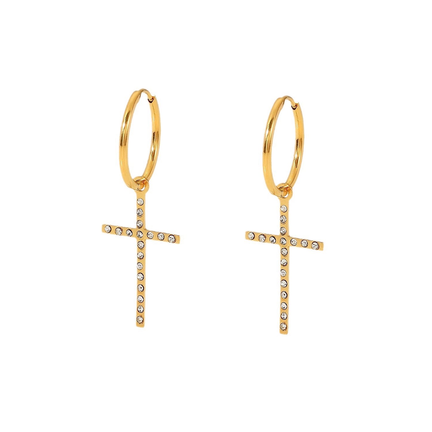 Premium Gold Small Diamond Pendant Earrings