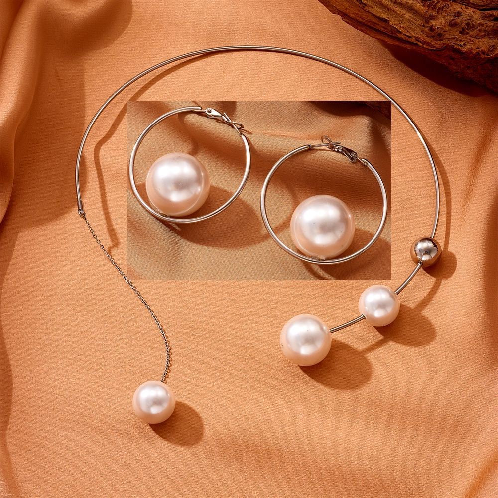 New Style High Quality Open Pearl Necklace Earrings