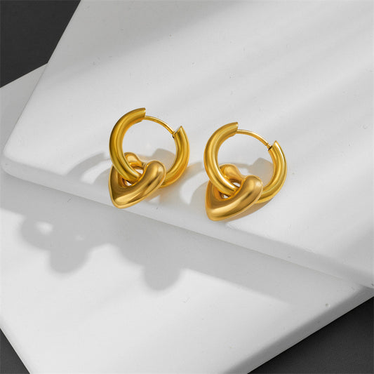 High-End Simple Golden Love Earrings