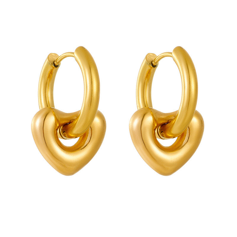 High-End Simple Golden Love Earrings