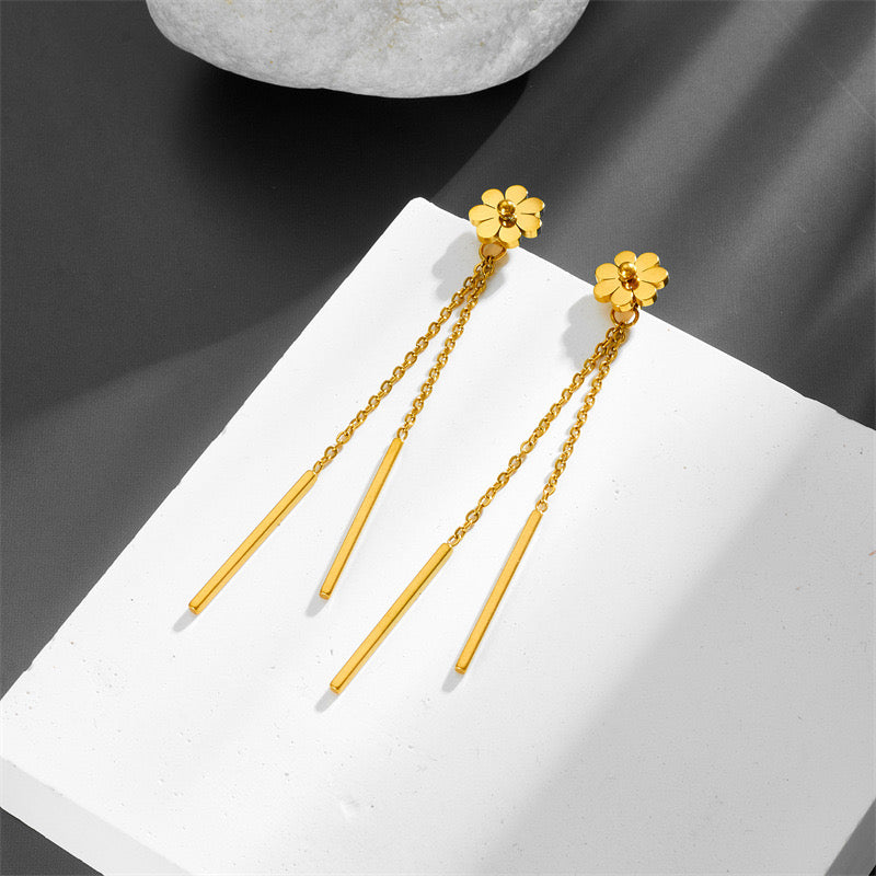 Ins Style High-End Light Luxury Temperament Small Flower Pendant Earrings