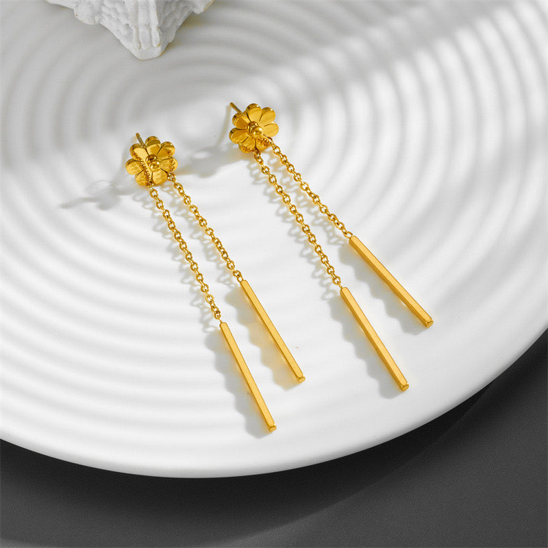 Ins Style High-End Light Luxury Temperament Small Flower Pendant Earrings