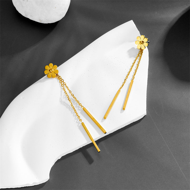 Ins Style High-End Light Luxury Temperament Small Flower Pendant Earrings