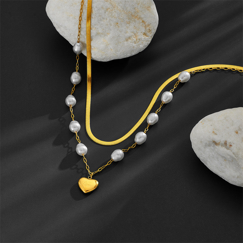 Advanced Simple Pearl Love Necklace