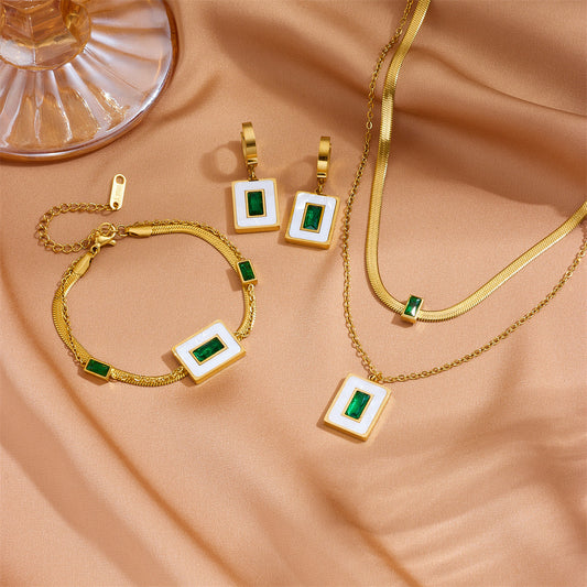 High-End Simple And Light Luxury Green Gemstone Necklace