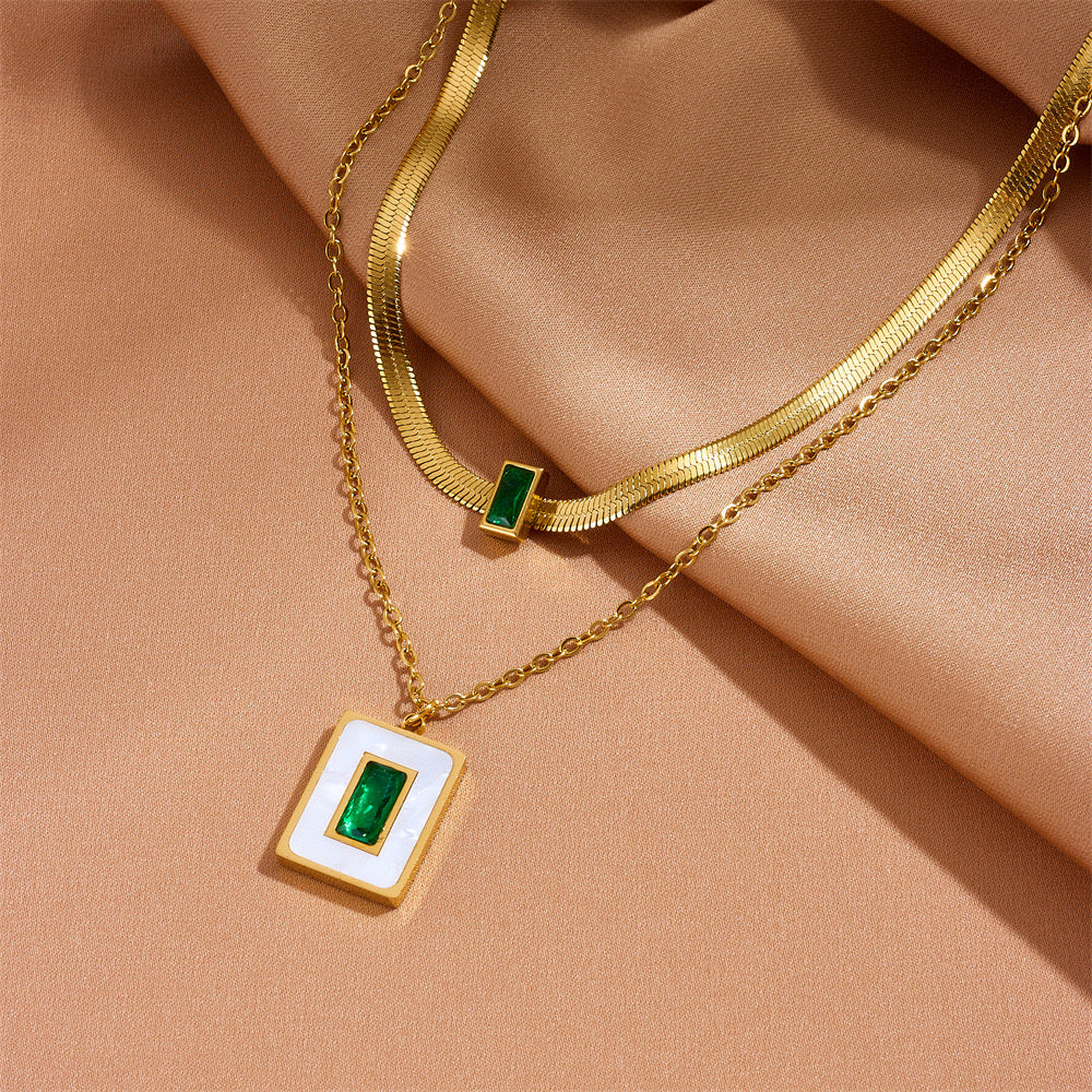 High-End Simple And Light Luxury Green Gemstone Necklace