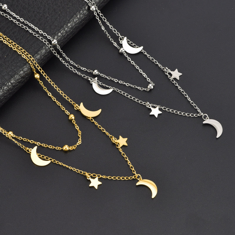 High-End Simple And Light Luxury Moon Star Necklace