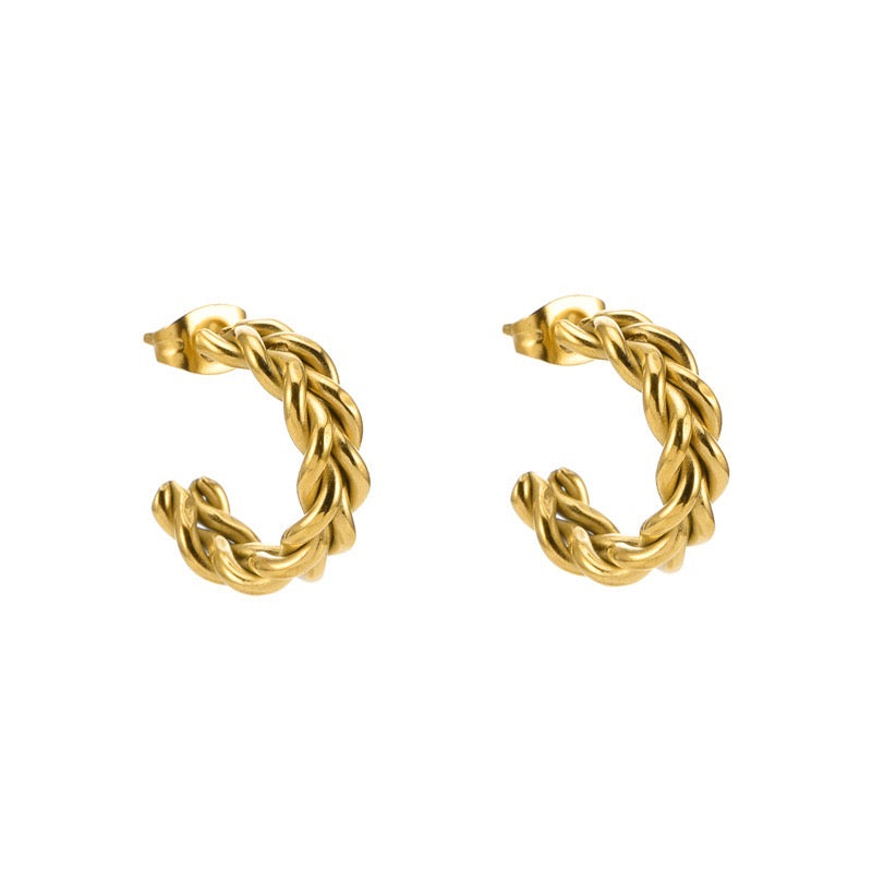 High-End Simple And Light Luxury Braided Twist Earrings