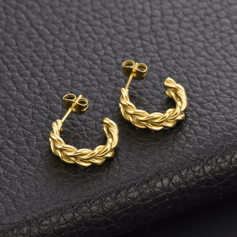 High-End Simple And Light Luxury Braided Twist Earrings