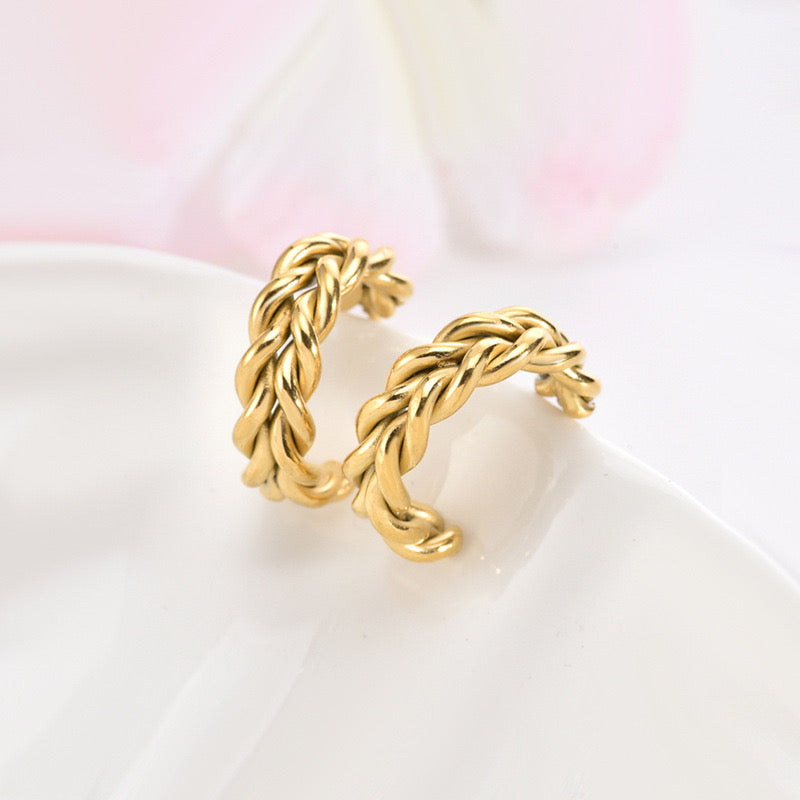 High-End Simple And Light Luxury Braided Twist Earrings