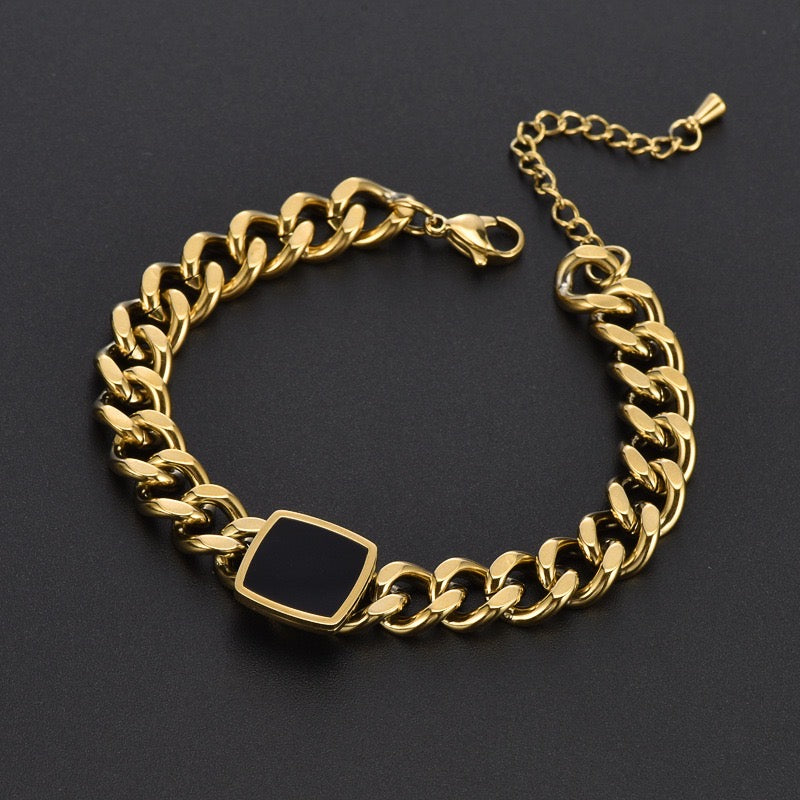 Advanced Simple Fashion Black Square Necklace Bracelet