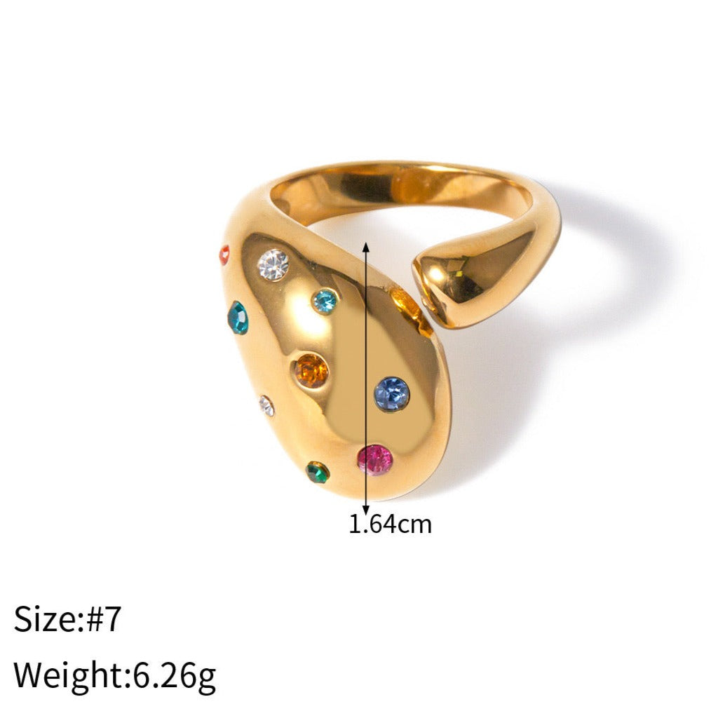 High-End Love Gemstone Ring