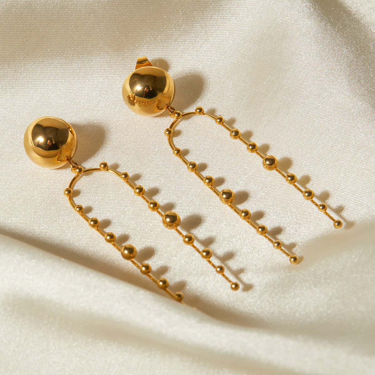 Premium Gold Ball Drop Earrings