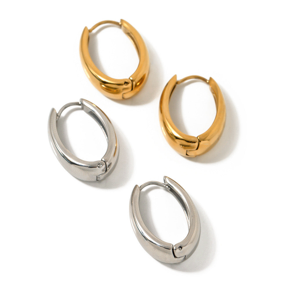 Premium Gold Silver Oval Earrings